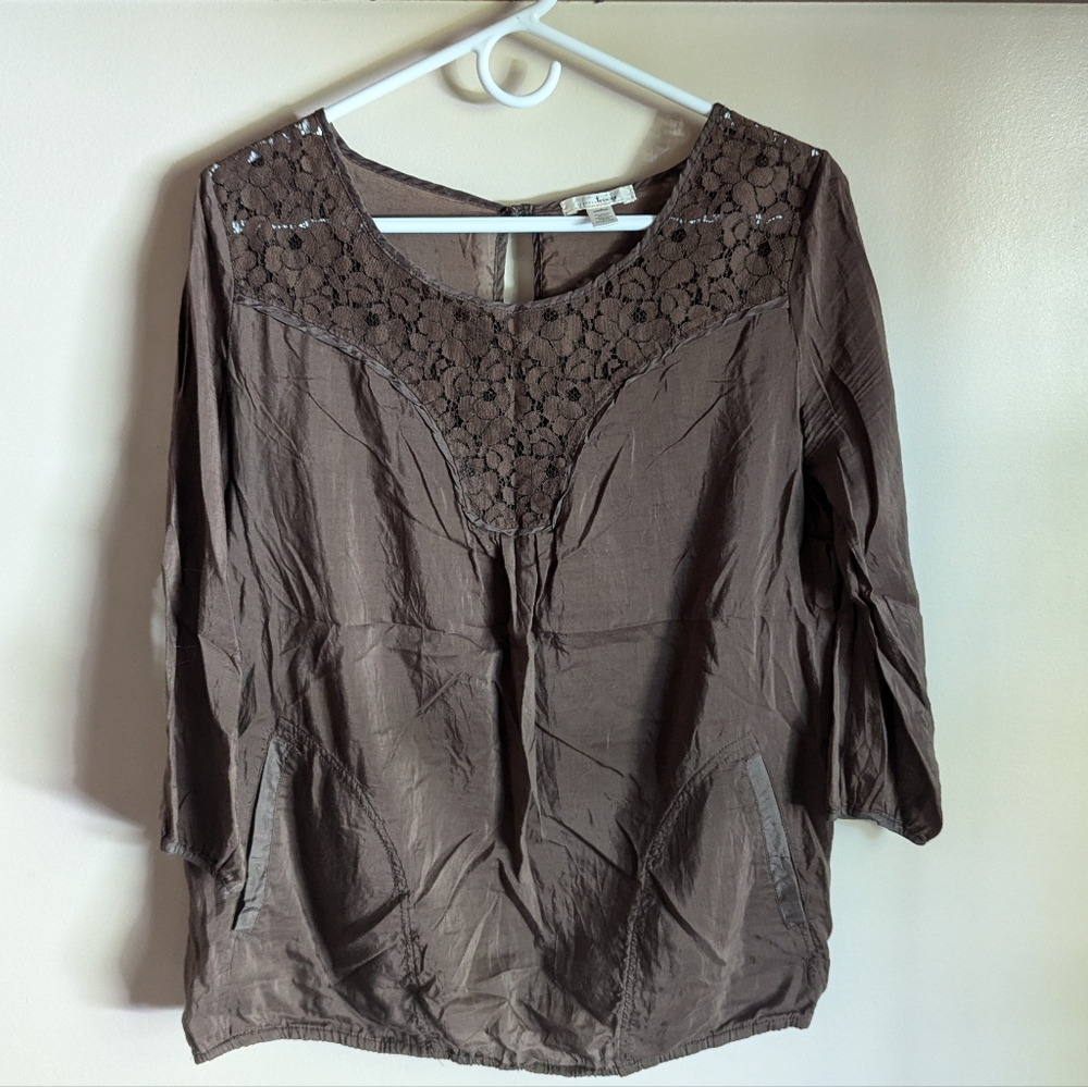 Silk 3/4 length sleeve Shirt - M